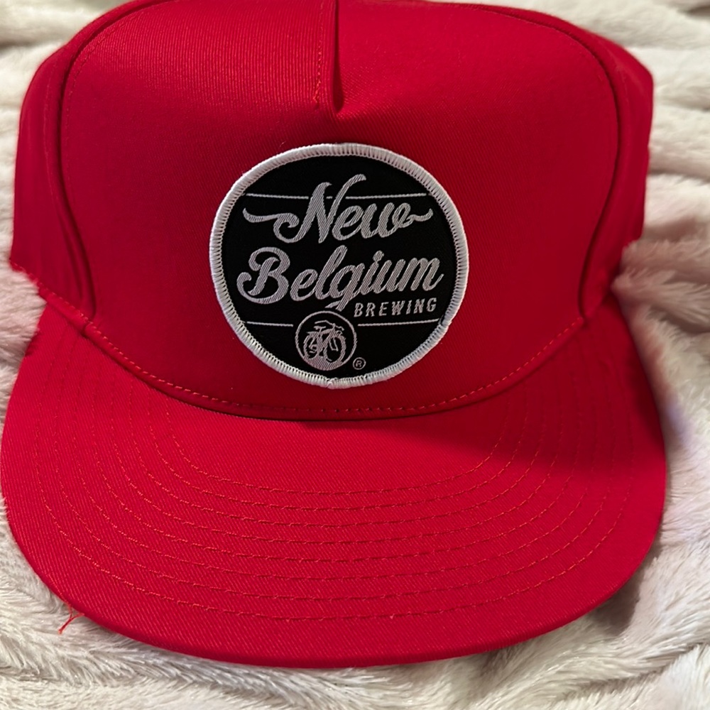 New Belgium Brewing BEER Snap Back Red Cap Hat VINTAGE